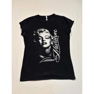 EJEL‎ Marilyn Monroe Graphic T-Shirt Black Cotton Stretch Cap Sleeve Womens 2XL